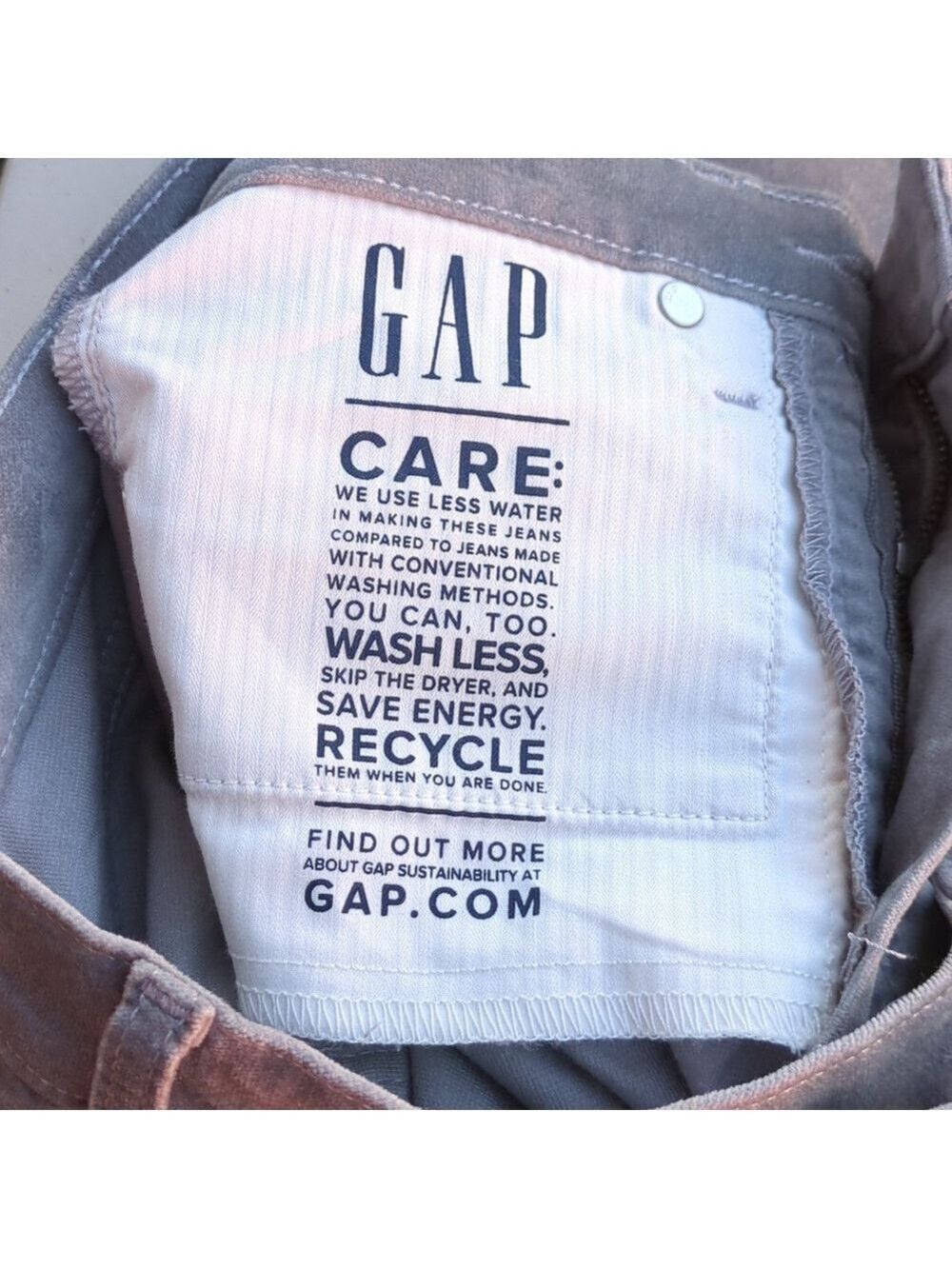 NWOT GAP Gray Corduroy Jeans Straight Leg, Size‎ 28 - Picture 10 of 11